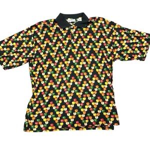 American Barry Bricken Vintage Men's Black and Red Apples Polo-shirts